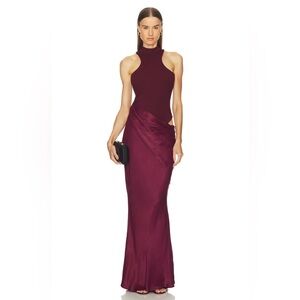 Camila Coelho Wine Halter Backless Dress